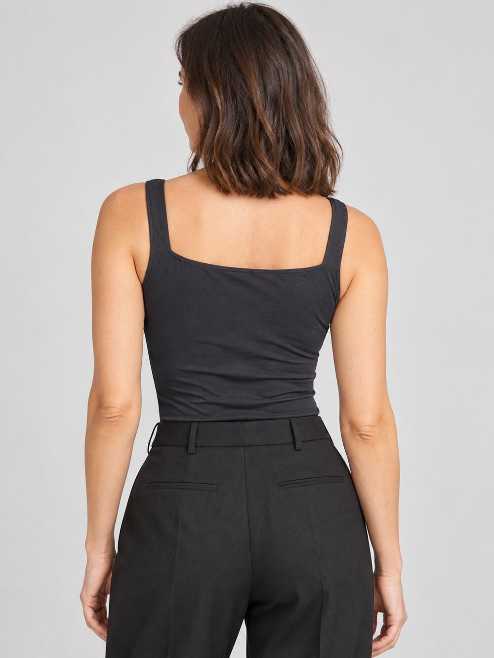 Babaton Aritzia Black Square Neck Sleeveless Thong Bodysuit Medium